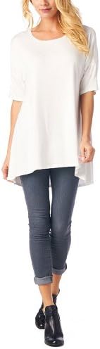 Women'S Rayon Span High & Low Short Sleeves Tunic - Solid