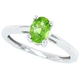 1.00ct Oval Peridot Ring in 14Kt White Gold