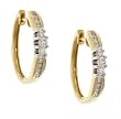 14KT Gold Hoop Earrings 1/2cttw Diamond 3 Stone Design
