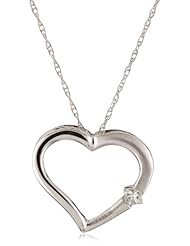 Kobelli 0.05 Cttw Large Diamond Heart Shaped Pendant Necklace