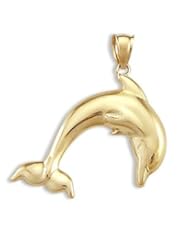 Dolphin Pendant 14k Yellow Gold Fish Charm