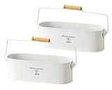 ナチュラルブリキポット 手付き楕円Ｌ ホワイト 290×120×95(190)Hmm 3143-A 2個セット