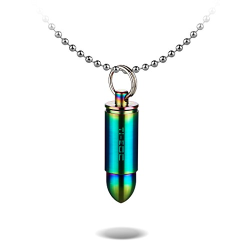 TI-EDC Titanium Pill Fob Handmade Waterproof Bullet Design Mini Size Rainbow Color Charm Pendant (Chain not included)
