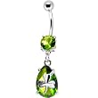 Peridot Cubic Zirconia Teardrop Shamrock Belly Ring