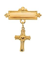 Cross W/Heart Baptismal Pin 14K Yellow Gold 13.00X10.00 mm
