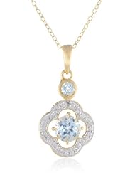 18k Yellow Gold Plated Sterling Silver Two-Tone Genuine Four Leaf Clover Pendant Necklace, 18"
