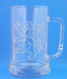 1 Pint Glass Tankard With English Lion Design