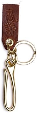 Loyal Stricklin Leather and Solid Brass Keyring FOB Hook Whiskey Brown