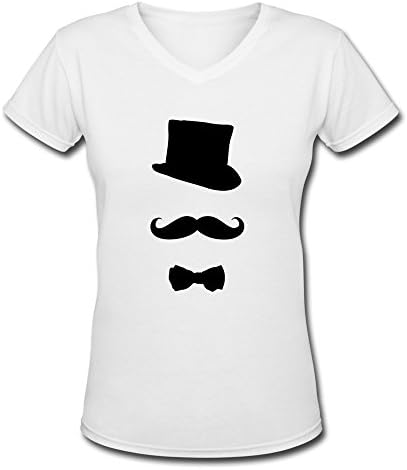 YWT Gentleman Top Hat Mustache Women T Shirts Slim Fit Fashion White