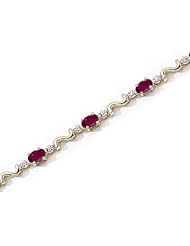 14kt Yellow Gold Oval Ruby and Diamond Bracelet