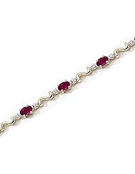 14kt Yellow Gold Oval Ruby and Diamond Bracelet
