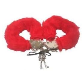 Red Furry handcuffs, love Cuffs