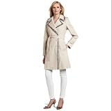 Via Spiga Women's Annabella Double-Breasted Trench with Reptile Print Trim