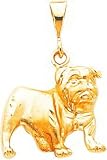 10K Yellow Gold Bulldog Dog Charm Diamond-Cut Jewelry