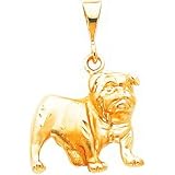 10K Yellow Gold Bulldog Charm Diamond Cut