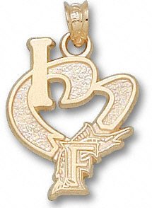 Florida Marlins 10K Gold ''I Heart F'' 3/4'' Pendant