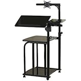e-Joy Mobile & Compact Computer Cart / Computer Desk PC Laptop Table Workstation Home Office /Student Computer Desk Home Office Wood Laptop Table Study Workstation Dorm/ Computer Desk Cart PC Laptop Table Study Portable Workstation, Black