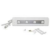 Wiremold PX1001 Under Cabinet Power And Lighting 4 Outlet Power Strip, White/Silver