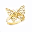 14k Gold Butterfly Scroll Ring- Sizes 5-9