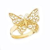 14k Gold Butterfly Scroll Ring- Sizes 5-9
