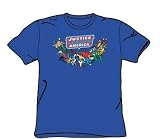  : The Justice League Here They Come Adult S/S T-shirt in Royal by DC Comics