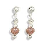 Post Earrings with Clear Crystal and Faceted Ocean Jasper Drop