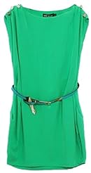 Chiffon Above the Knee Full-Skirt Belted Tunic 