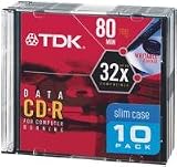 TDK CD-R80M10 CD-R Data 80 Minute, 700MB, 52x (10-Pack with Slim Jewel Case)