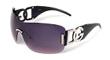 D.G DG Black with Smoke Pink Mirror Flash Lens Ladies Designer Women's Sunglasses