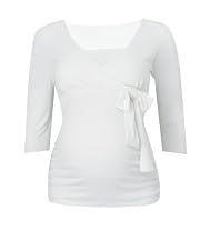 Maternity 3/4 Sleeve Tie-Front Nursing Top - Cream