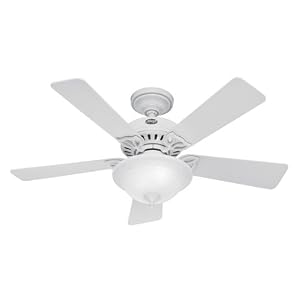 Hunter Fans 28039 44 Auberville Traditional Indoor White Ceiling Fan w  Light and Blades by 