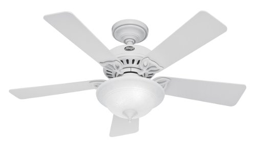 Hunter Fans 28039 44″ Auberville Traditional Indoor White Ceiling Fan w/ Light & Blades