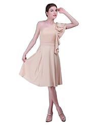 Asymmetric  One Shoulder Knee Length Chiffon/Satin Evening Dress/Homecoming Dress/Bridesmaid Dress/Prom Dress/Party Dress  With Ruffles