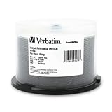 Verbatim 95078 47 GB up to 16x DataLifePlus White Inkjet Printable Recordable Disc DVD-R - 50 -Disc Spindle
