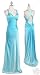 Designer Dina Bar-El Like A Dream Ocean Blue Full Length Silk Evening Gown Size Large