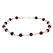 Sterling Silver .925 Genuine Garnet Stone Bead Link Bracelet