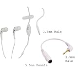 2 in 1: (Universal White Stereo Headset Hands-free with 3.5mm Plug + 3.5mm to 2.5mm Audio Adapter) for Palm Treo Pro, Pre, Pixi + Free Stars stripes Silicone WristBand
