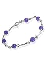 Adorable Sterling Silver Lavender Jade Womens Bracelet 7.5" With Secure Toggle Clasp