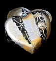 Angel Wings Design - Hand Painted - Heart Shaped Box - 2 pieces - 4.5 inch diameter