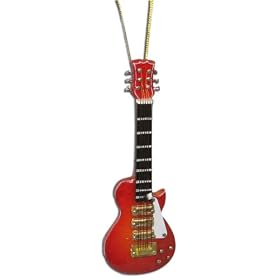 Miniature Red Sunburst Les Paul Electric Guitar Christmas Ornament 4"