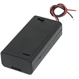 uxcell&reg; 2 Wire Leads ON/OFF Switch Black 2x1.5V AA Battery Holder Case w Cover