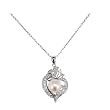White Freshwater Cultured Pearl and Cubic-Zirconia Heart-Shaped Pendant, 18