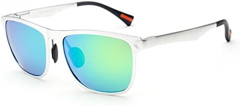 WPF Wayfarer Style Men's Cycling Sporting Goggles Polarized Aviator Mirrored Sunglasses (White Frame, Green Lens)