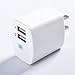 PowerGen White Dual USB Port 2.4A 12W AC Travel Wall Charger w/Sviwal Plug Designed for Apple and Android Devices