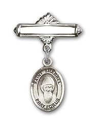 Sterling Silver Baby Badge with St. Sharbel Charm and Polished Badge Pin