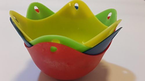 Silicone Egg Poacher Cook (Set of 4 Different Colors) for Perfect Poached Eggs Cook