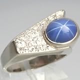 An Estate 14K White Gold Lab Created Sapphire & Diamond Ring