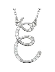Sterling Silver Letter E Diamond Initial (G-H, I2, 1/10ct tw)