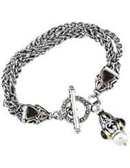 Genuine Mozambique Garnet & Freshwater Cultured Pearl Bracelet by US Gems