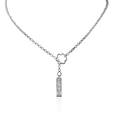 Sterling Flower CZ Toggle Lariat Necklace 20